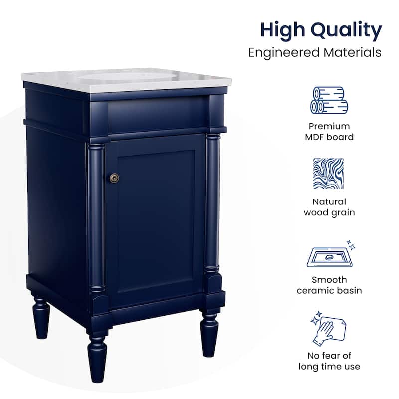19-Inch Vintage Solid Wood Bathroom Vanity with Sink – Compact Design for Small Spaces