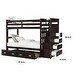preview thumbnail 7 of 5, Classic Wood Twin Bunk Bed with Trundle, Storage Ladder, 5 Drawers, Brown