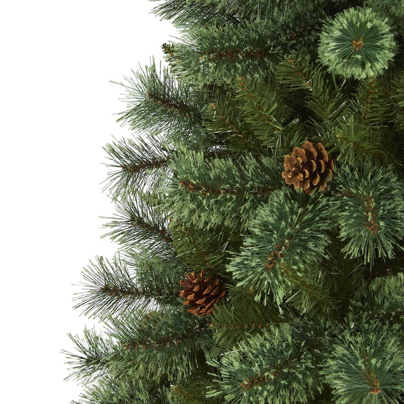 6Ft Artificial Christmas Tree with Lights - White Pine Holiday Decor, Realistic Tree for Home & Office - Green - 72