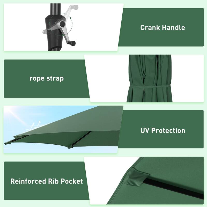 Autlaycil 15 ft Patio Umbrella with Base & 48 LED lights for Outdoor Umbrella