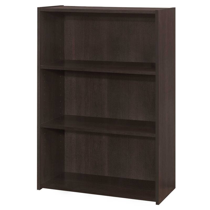 Espresso Wood Vertical Bookcase with Adjustable Shelves for Office Use - 11.75” D x 24.75” W x 35.5”H