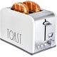 preview thumbnail 6 of 28, Rae Dunn Toaster, Stainless Steel 2 Slice Square Toaster, Wide Slot with 5 Browning Levels, with Bagel, Defrost White