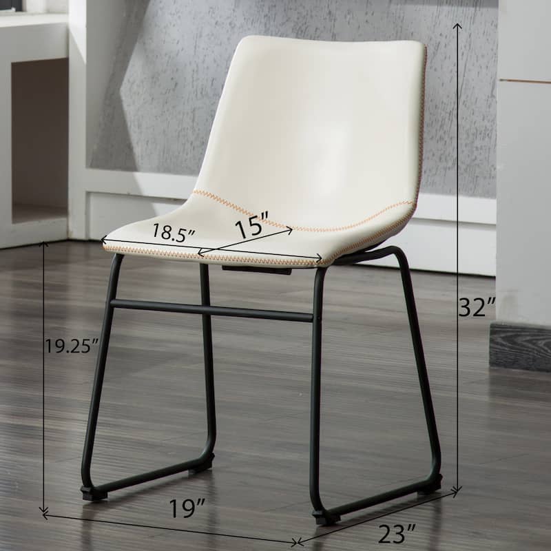 Leather Barrel Chairs with Sled Base, Exquisite Round Dining Table with Trestle, White Kitchen Table and Chairs Set