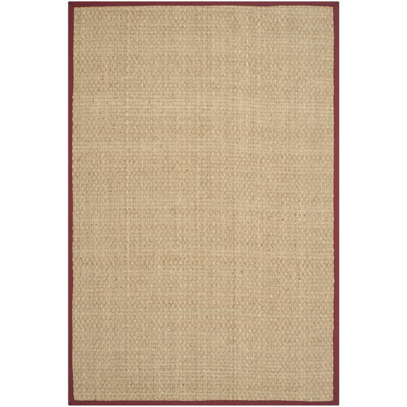 SAFAVIEH Natural Fiber Marina Basketweave Seagrass Rug - 2'6" x 4' - Natural/Red