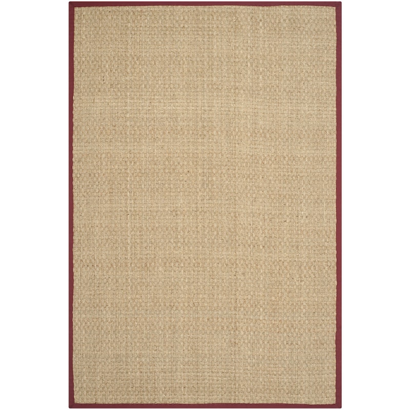 SAFAVIEH Natural Fiber Zymryd Basketweave Seagrass Rug - 2'6" x 4' - Natural/Burgundy Red