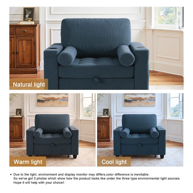 2 Set 3-in-1 Adjustable Recline Convertible Chair Bed Sleeper with USB Port