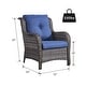 preview thumbnail 84 of 89, Outdoor Wicker High Back Club Chair with Cushions (Set of 2)