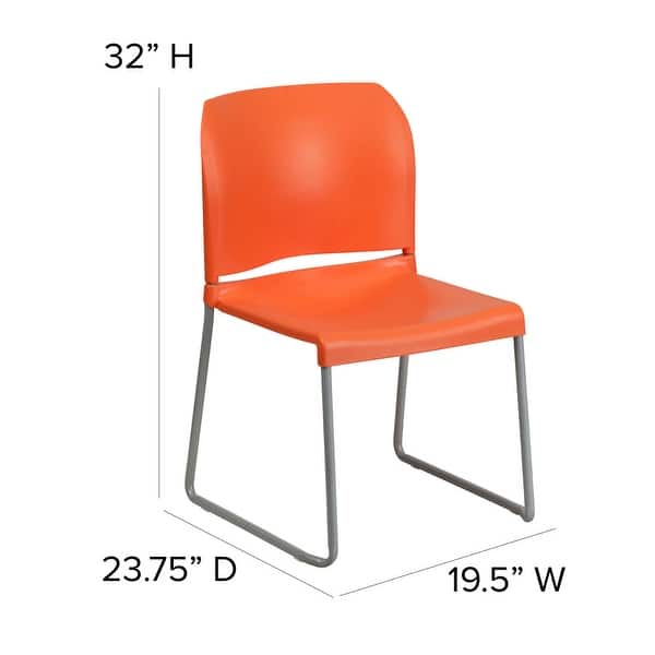 dimension image slide 2 of 5, 5 Pack 880 lb. Capacity Full Back Contoured Sled Base Stack Chair - 23.75"D x 19.5"W x 32"H