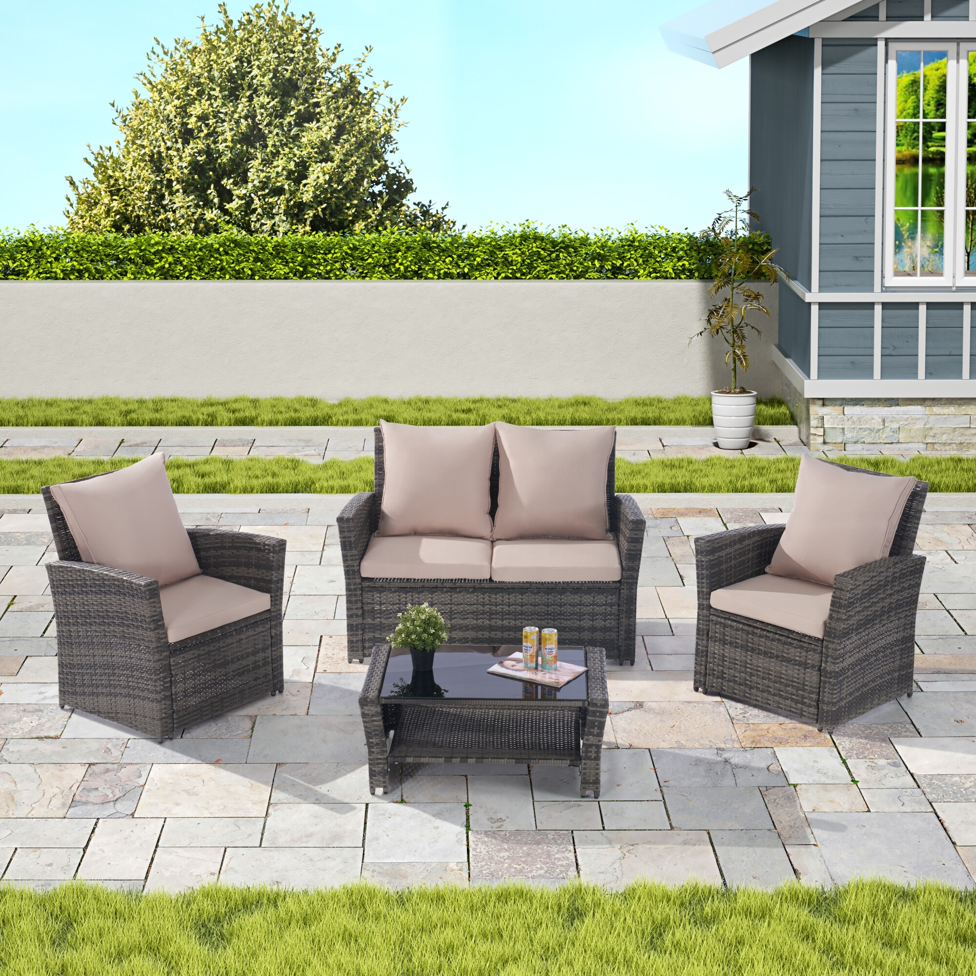 Rattan Waterproof Outdoor Lounge Nordic Luxury Lounge Outdoor