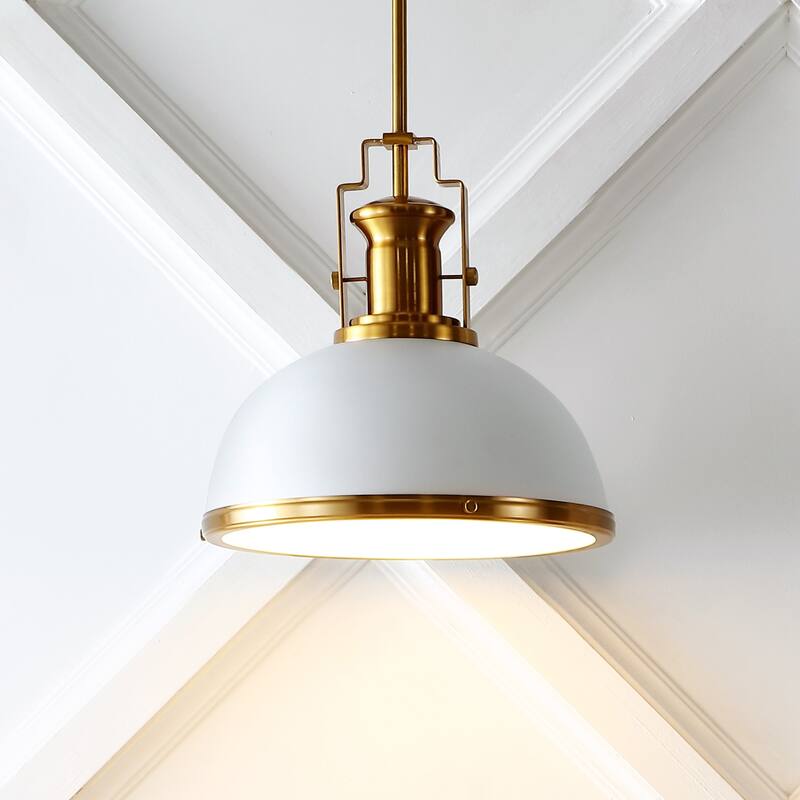 Deere Adjustable Iron/Glass Vintage LED Dome Pendant, by JONATHAN Y