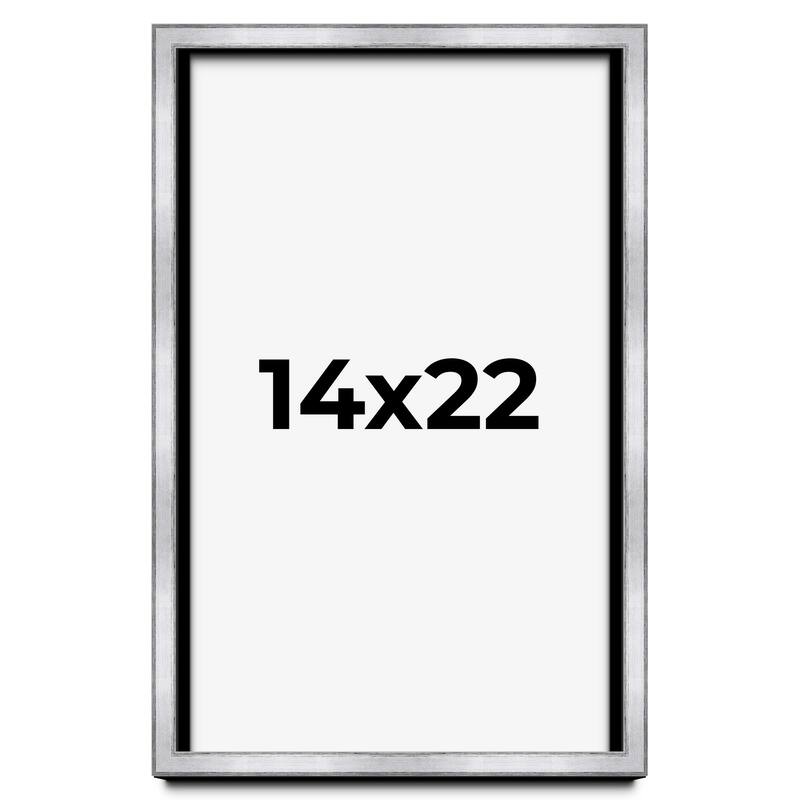 14x22 Shadow Box Frame Silver | 1.375 Inches Deep Real Wood