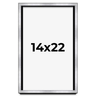 14x22 Shadow Box Frame Silver | 1.375 Inches Deep Real Wood