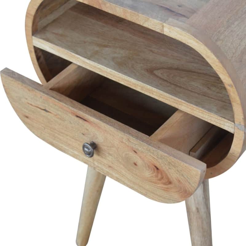 Artisan Furniture Solid Wood Circular Open Slot Nightstand,1 Drawer with 1 Shelf