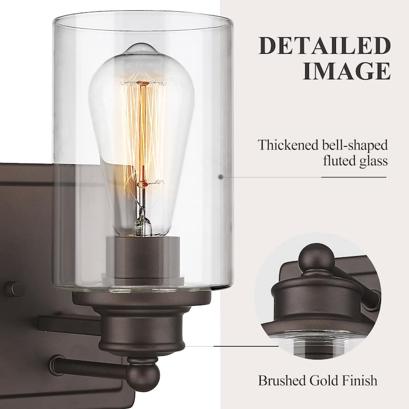 Bathroom Vanity Wall Light with Glass Shade and Rubbed Bronze Finish