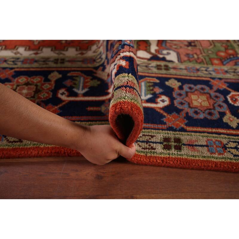 Orange Heriz Serapi Indian Area Rug Handmade Wool Carpet - 9'1"x 11'9"
