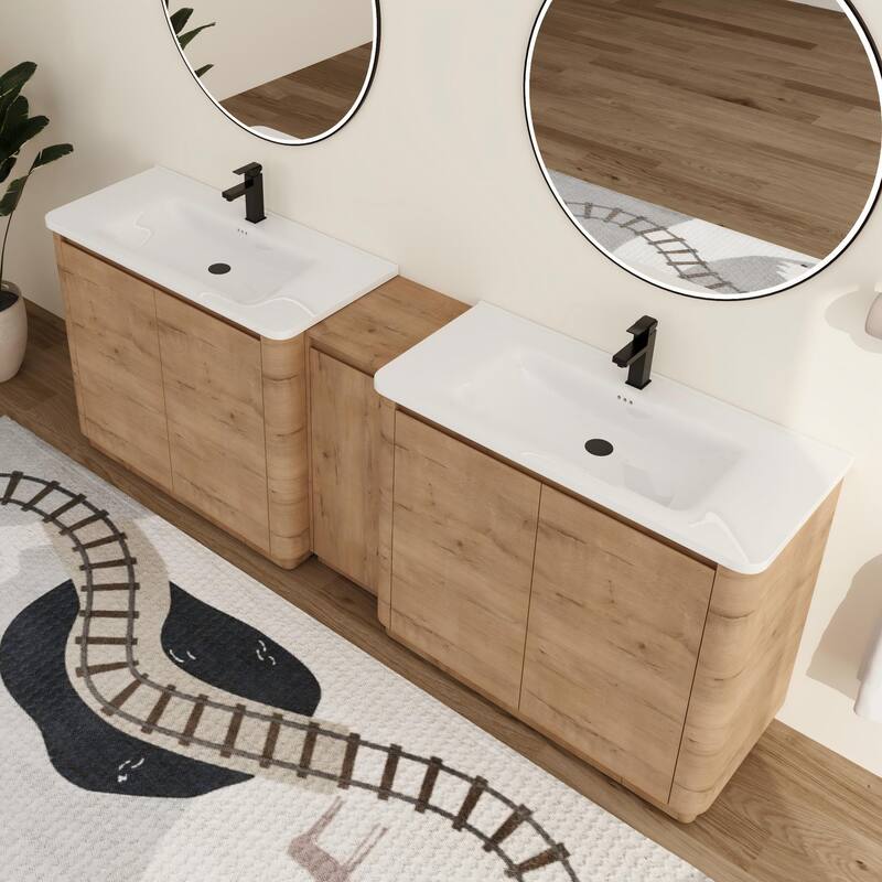 Malwee 36"/40"/48"/52"/60"/64"/84"/92" Bathroom Vanity with Sink, FreeStanding Bathroom Vanity with Door and Adjustable Shelf