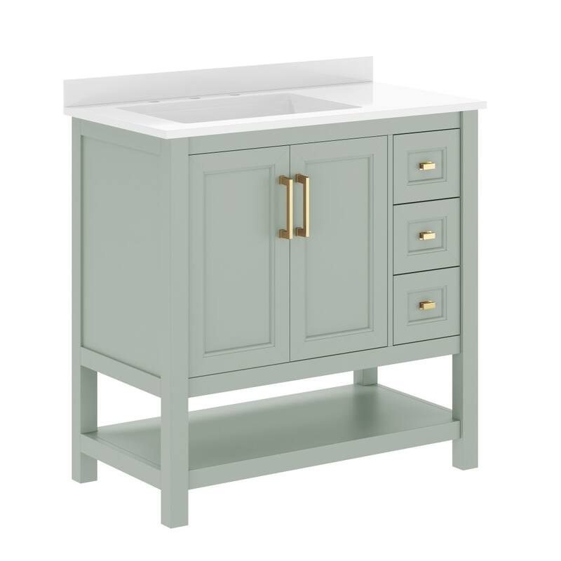 Bathroom Vanity with Sink, Open Storage, and Storage Drawers