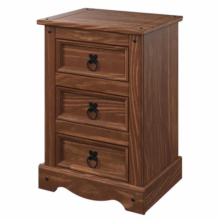 Wood Nighstand 3 Drawers Corona | Furniture Dash