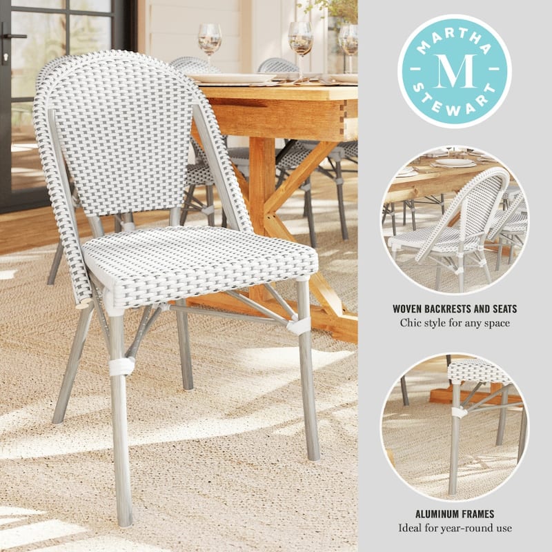 Martha Stewart All-Weather Stackable Patio Bistro Dining Chair - 19"W x 21.75"D x 35"H