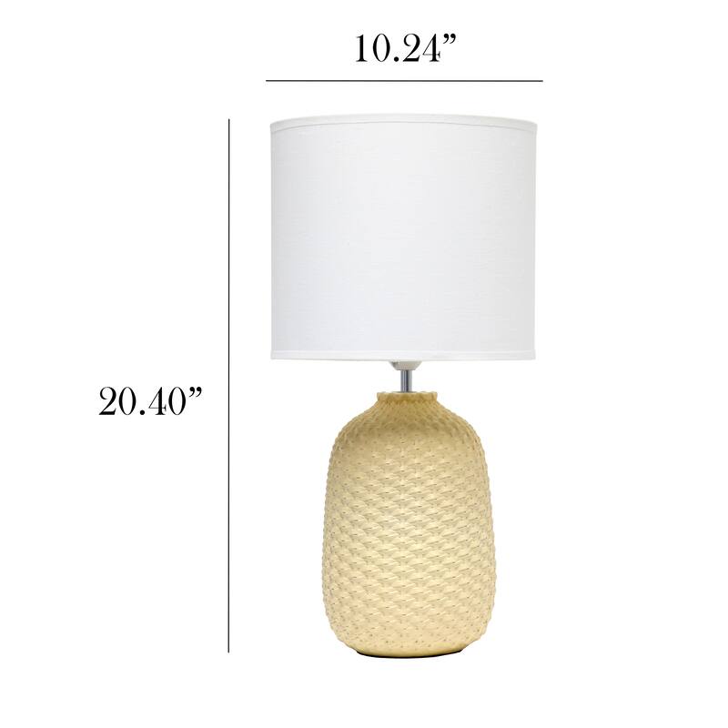 20.4" Purled Texture Lamp with White Fabric Shade