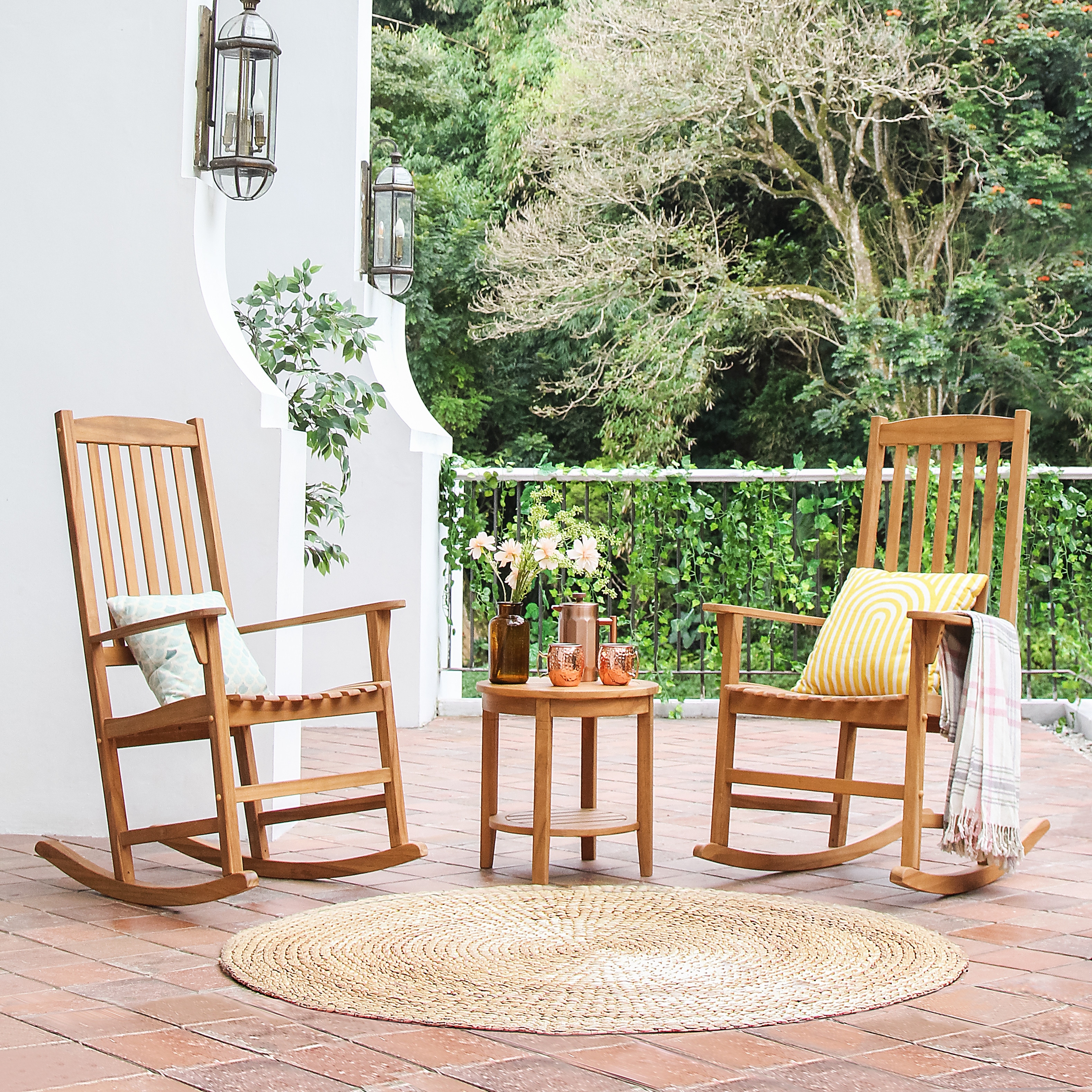 Cambridge Casual Alston 3 piece Teak Outdoor Rocking Chair Chat Set Bed Bath Beyond 37169927