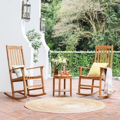 Cambridge Casual Alston 3-piece Teak Outdoor Rocking Chair Chat Set