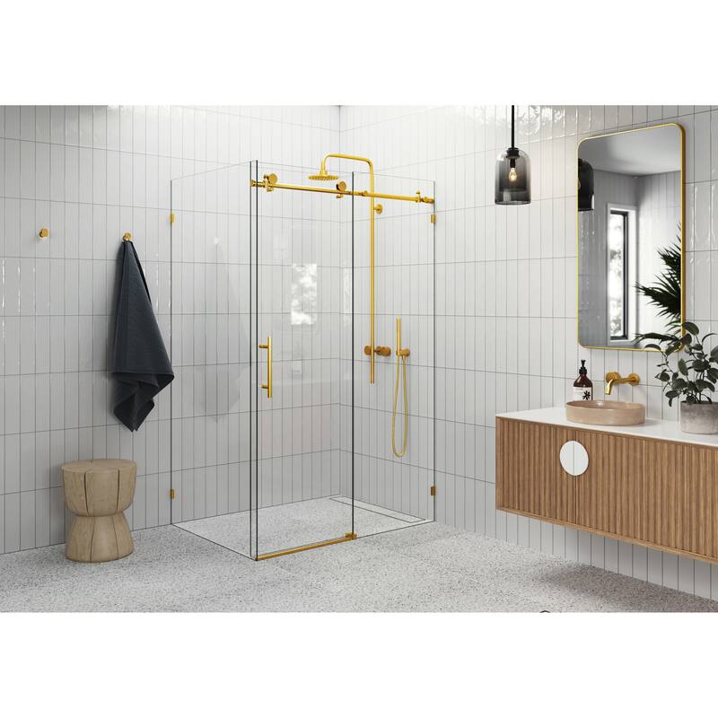 Glass Warehouse 48 in. - 52 in. x 32 in. x 78 in. Frameless Sliding Shower Door with Return Panel
