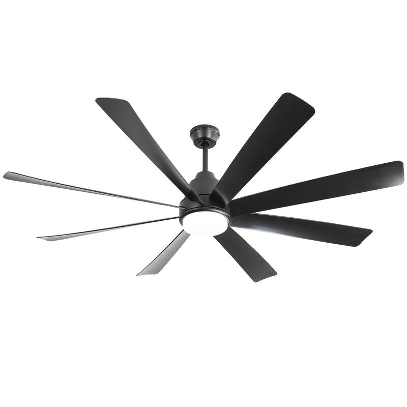 72 Inch Large Ceiling Fans with Lights and Remote Control 6 Wind Speed DC Motor Black for Living Room - Black