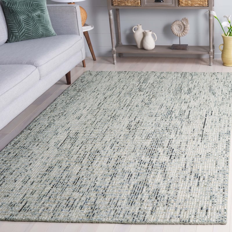 SAFAVIEH Handmade Abstract Lottie Modern Wool Rug - 4' x 6' - Green/Ivory - Rectangle