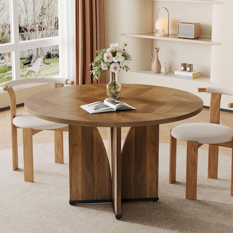 39.4-inch Wood Round Kitchen/Dining Table for 4 People Dining/Living Room
