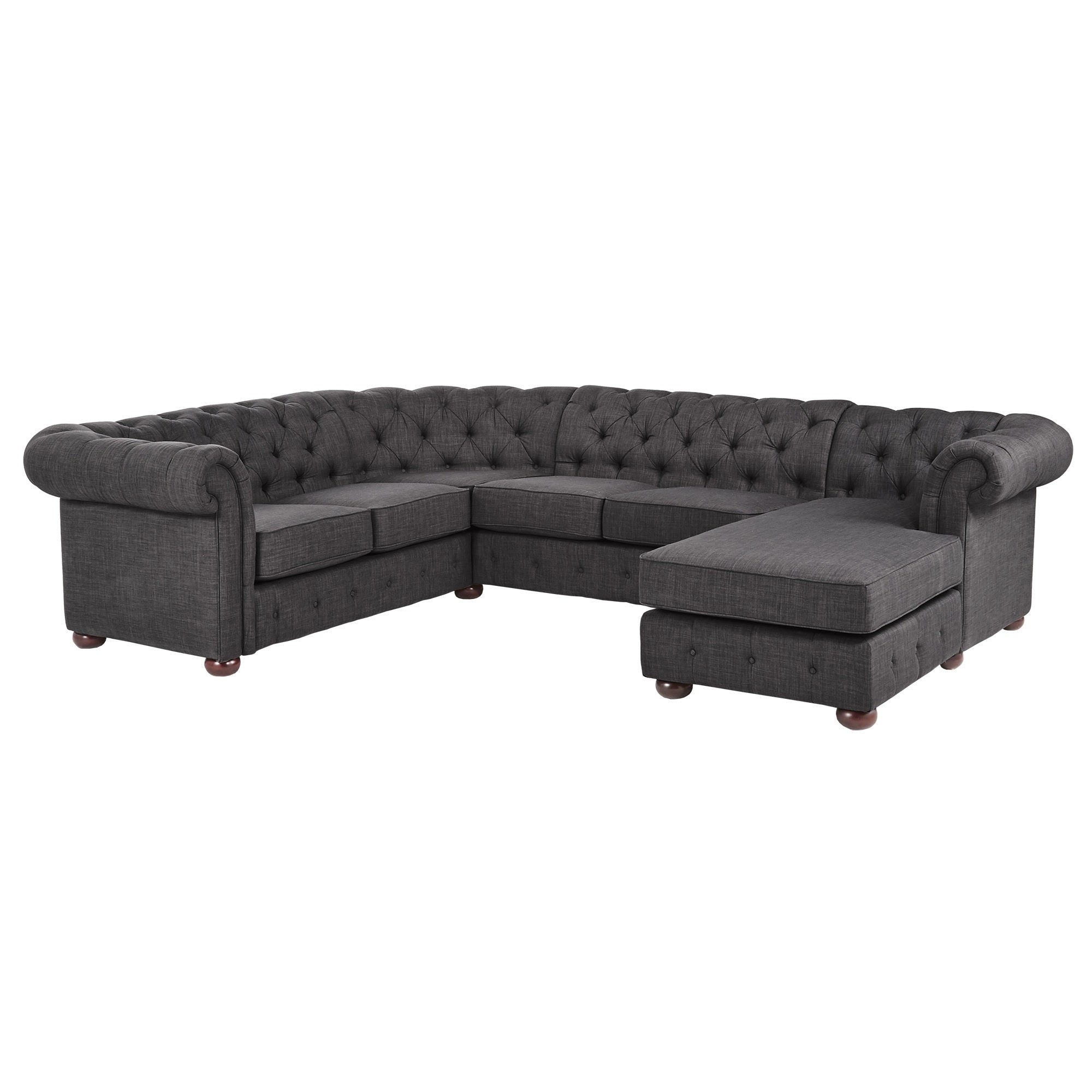 Knightsbridge Chesterfield U Shape Sectional By Inspire Q Artisan On Sale Overstock 20664660 Grey Linen Right Facing