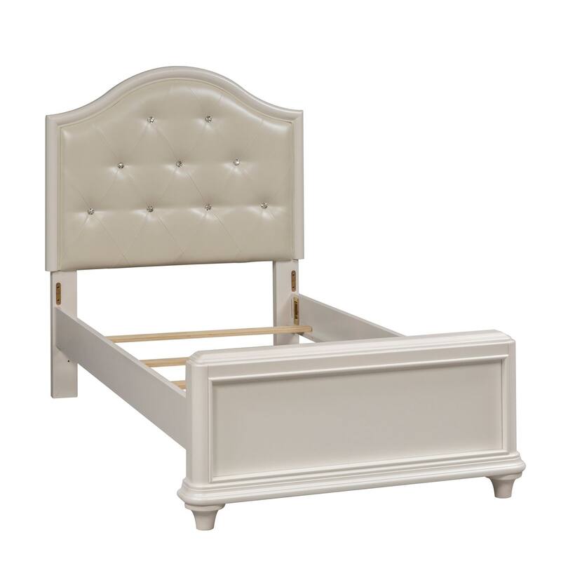 Stardust Iridescent White Panel Bed