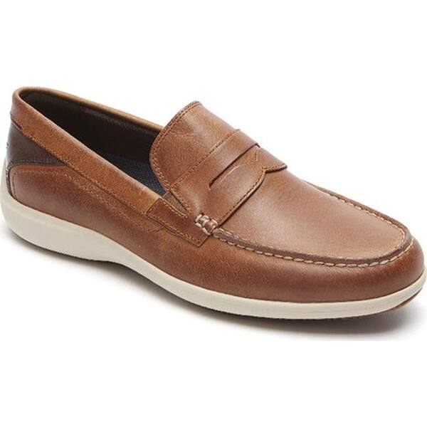 Shop Rockport Men S Aiden Penny Loafer Caramel Full Grain Leather
