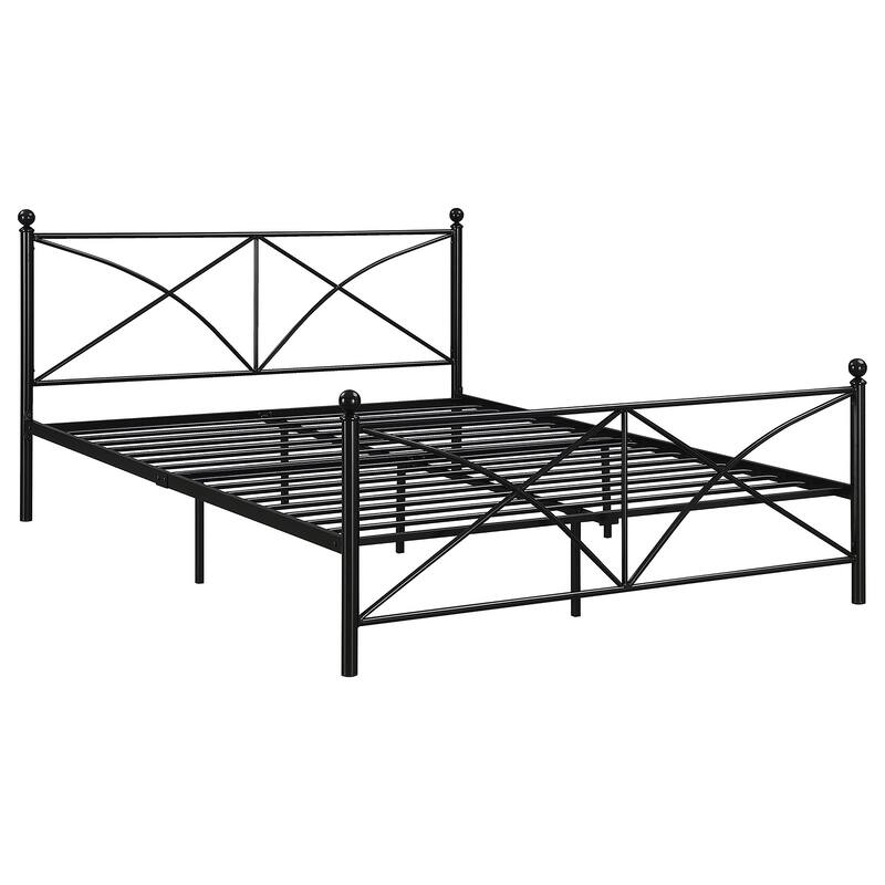 Hart Contemporary Metal Open Frame Bed with X-Style Design