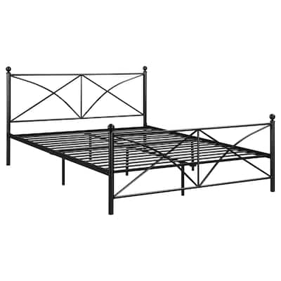 Hart Contemporary Metal Open Frame Bed with X-Style Design