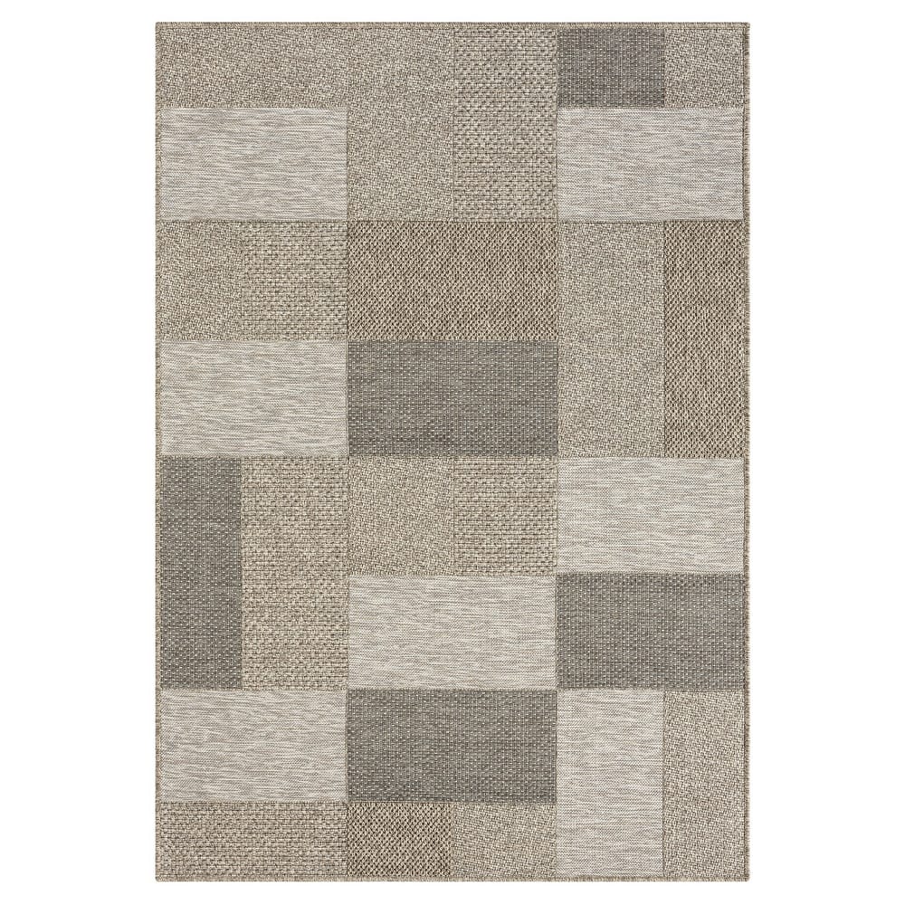 Sevita Tan/Brown Modern Color-Block Indoor Outdoor Area Rug