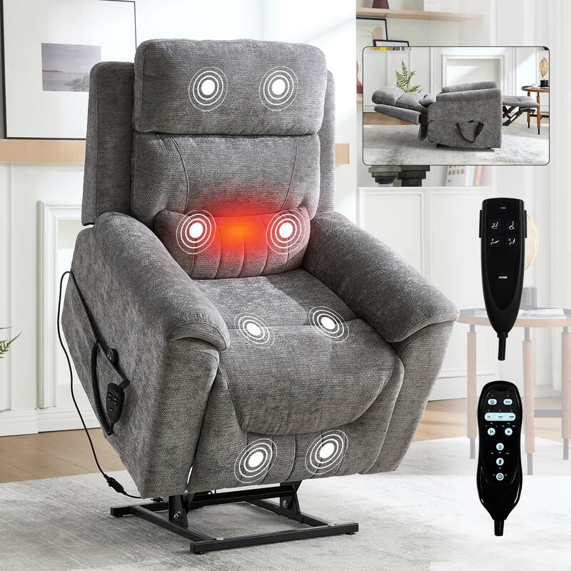 350 Lbs Leatherair Power Lift Recliner Chair,Heavy Duty Motion Mechanism With 8-Point Vibration Massage And Lumbar Heating