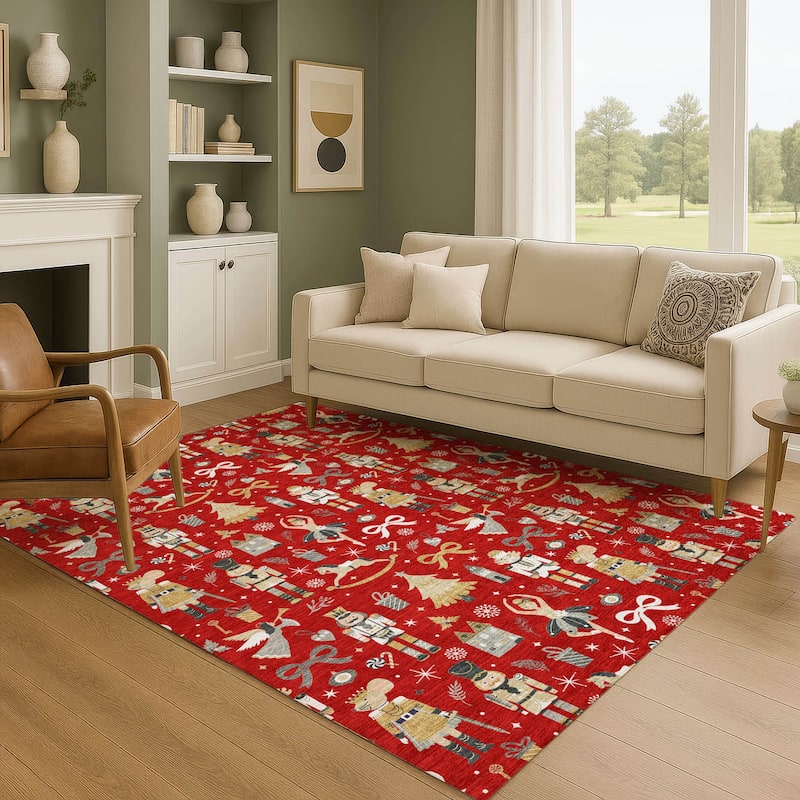 Premium Washable Super Soft Winter Story Mayfield Rug - Red - 2'6" x 3'10"