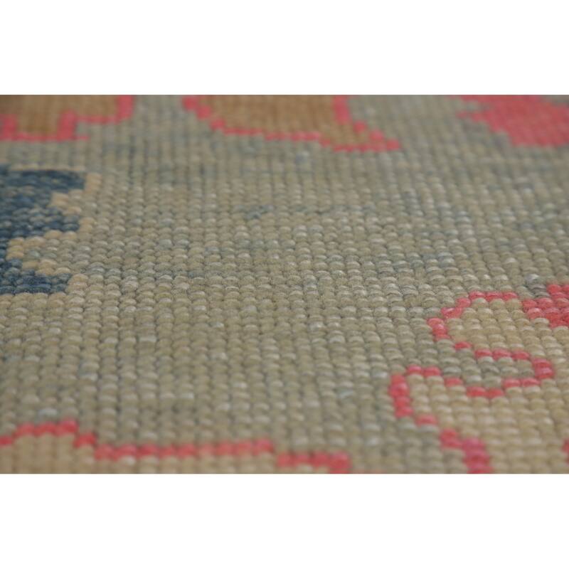 Hand Knotted Oriental 100% Wool Carpet Transitional All-Over Navy Blue & Blues Oushak Area Rug - 11' 5'' X 9' 3''