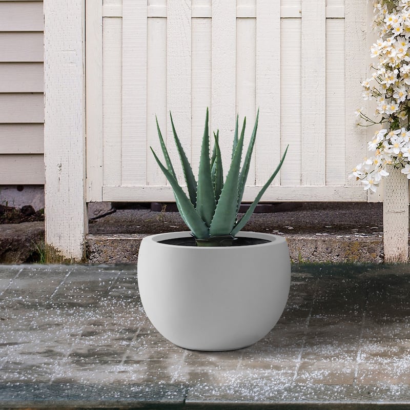 Kante 20" W Round Lightweight Pure Metal Indoor Outdoor Planter Pots, Seamless w/ Drainage Hole for Home and Garden