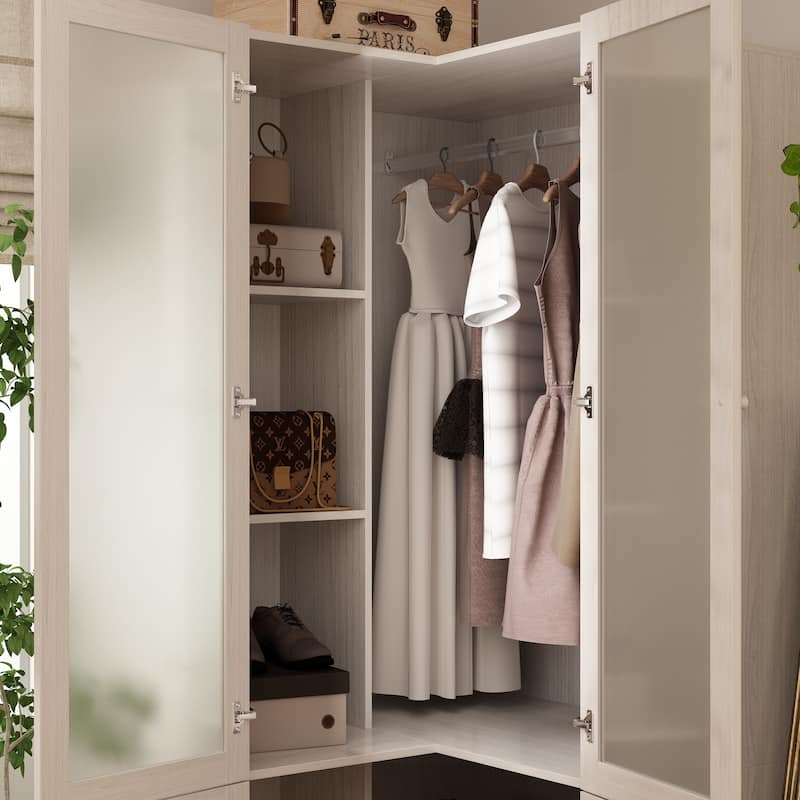 Combo Elegant Light Gray Wardrobe Modular Closet Configuration Armoire