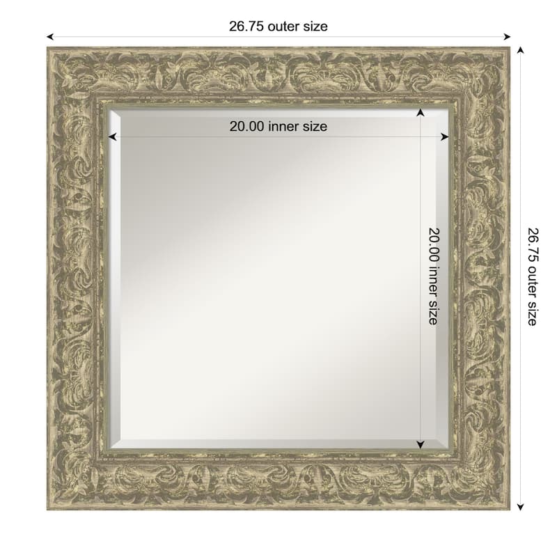 Luxe Beveled Framed Wall Mirror - 27 x 27 in - Luxe Antique Silver