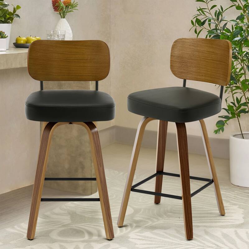 26" Swivel Upholstered Counter Height Bar Stool - 36.4" H x 17.1" W x 20" D