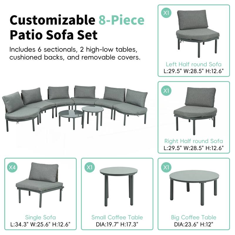 8-Piece Patio Sofa Furniture Set