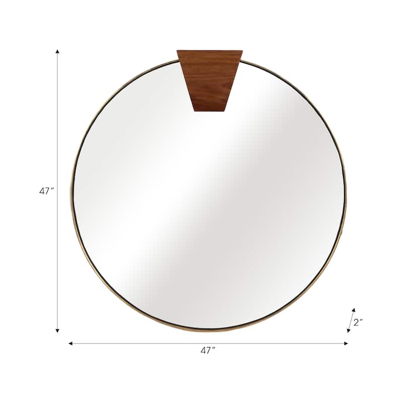 Sagebrook Home Round Wood Piece Mirror, Gold