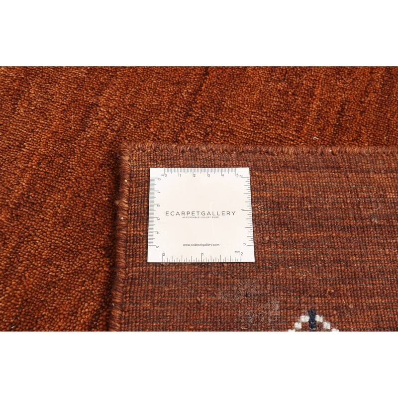 ECARPETGALLERY Hand Loomed Kashkuli Gabbeh Dark Copper Wool Rug - 4'0 x 6'0