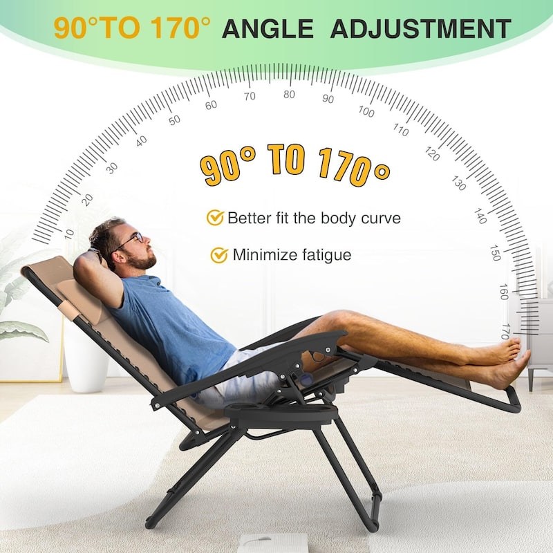 Zero Gravity Chairs Set of 2, Zero Gravity Lounge Chair, Reclining Patio Chairs Folding Recliner for Indoor and Outdoor