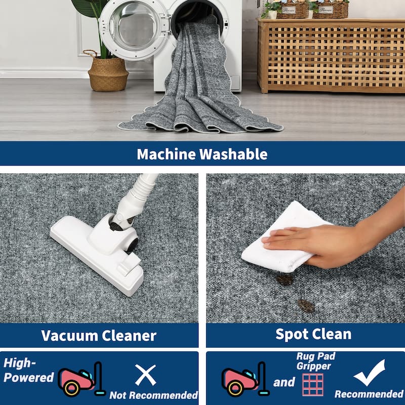Garvee Scallop Solid Washable Area Rug