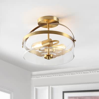 SAFAVIEH Lighting Constanze Led 2-Light Flush Mount - 13" W x 13" L x 10" H - 13Wx13Dx10H