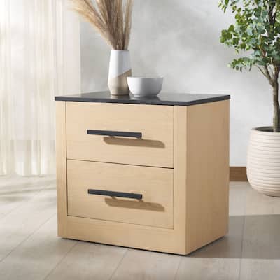 SAFAVIEH Couture Abbianna Black Marble Top Nightstand